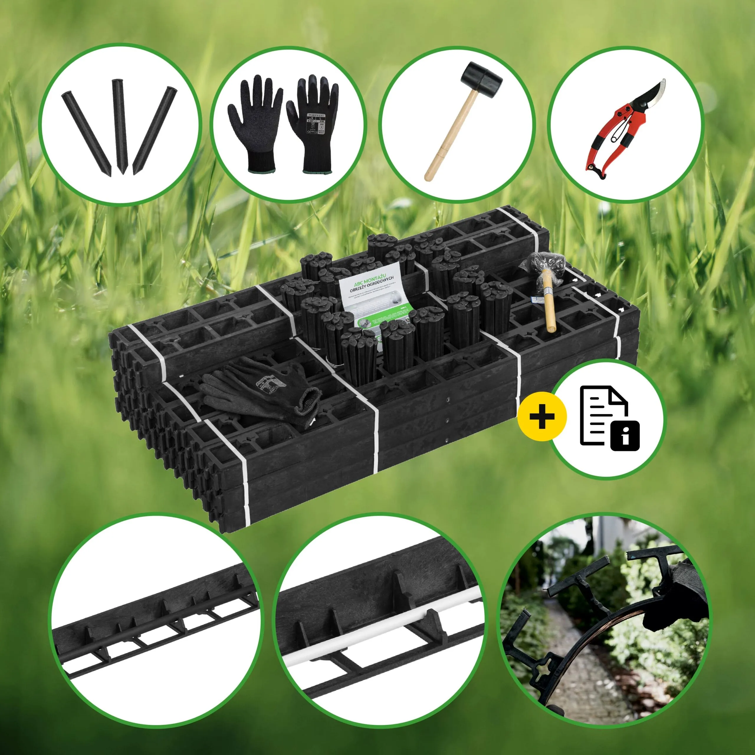 Baner z zestawem obrzeży gotowym do montażu